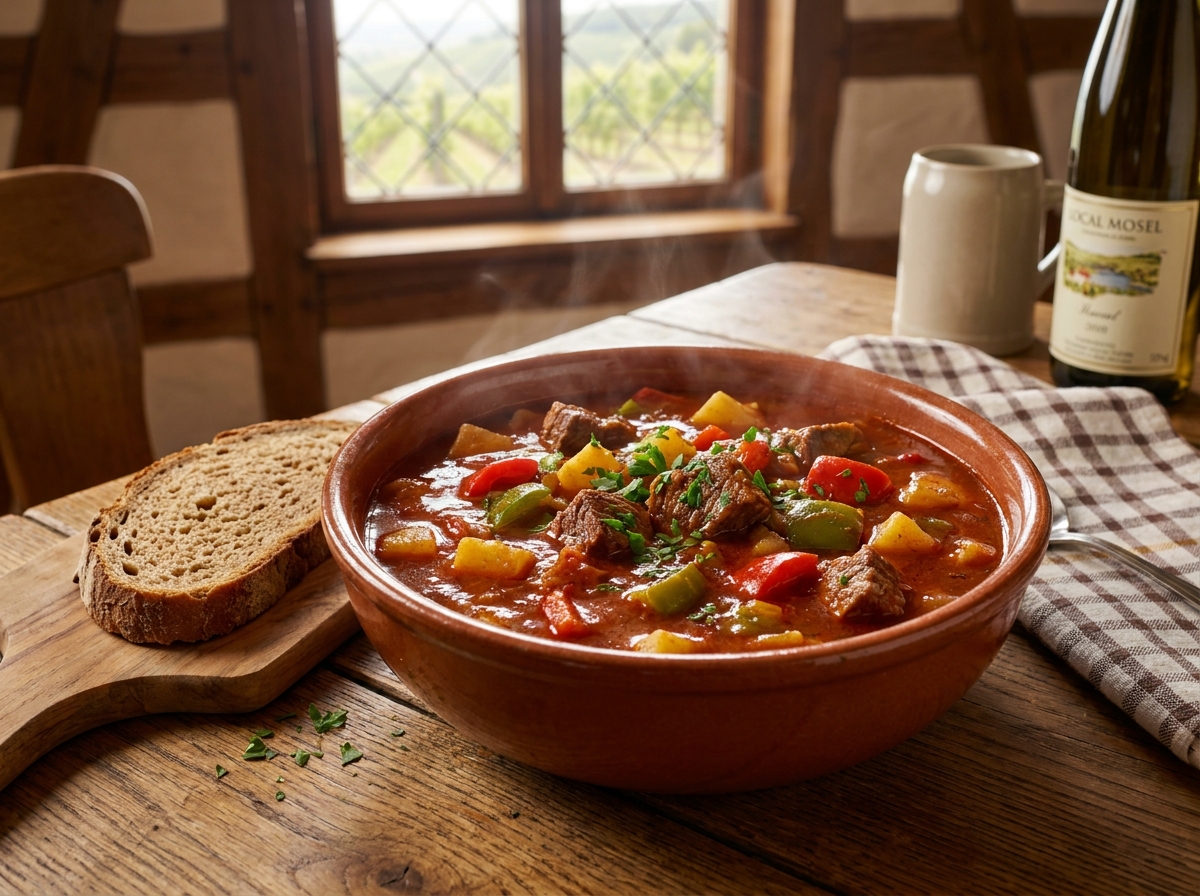 Gulaschsuppe mit Brot